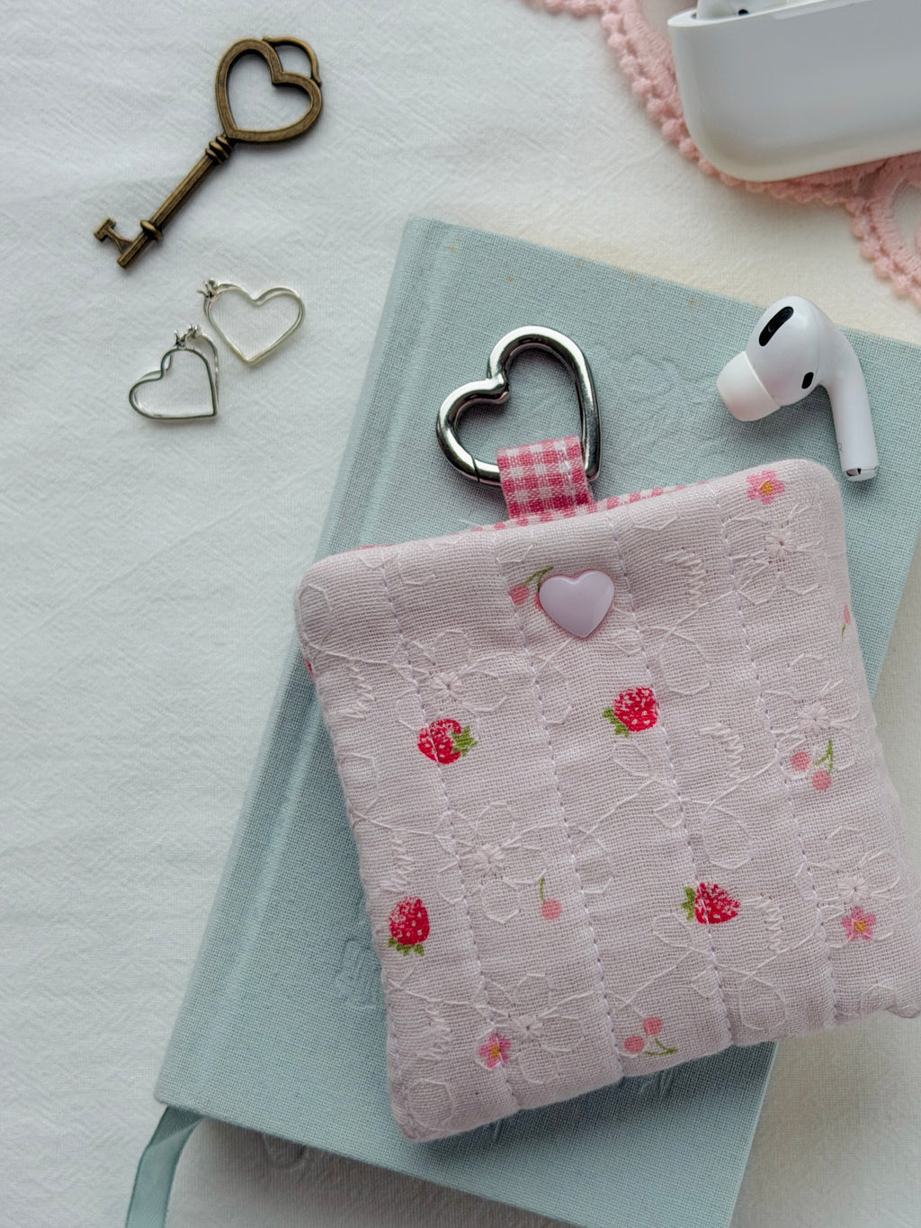 Strawberry Quilted AirPods Pouch