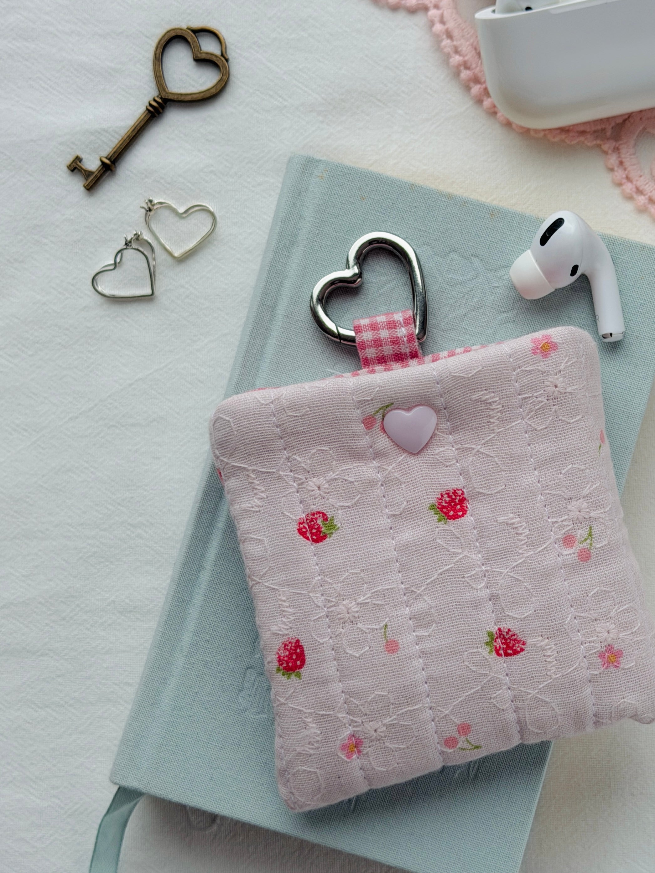 Strawberry Quilted AirPods Pouch