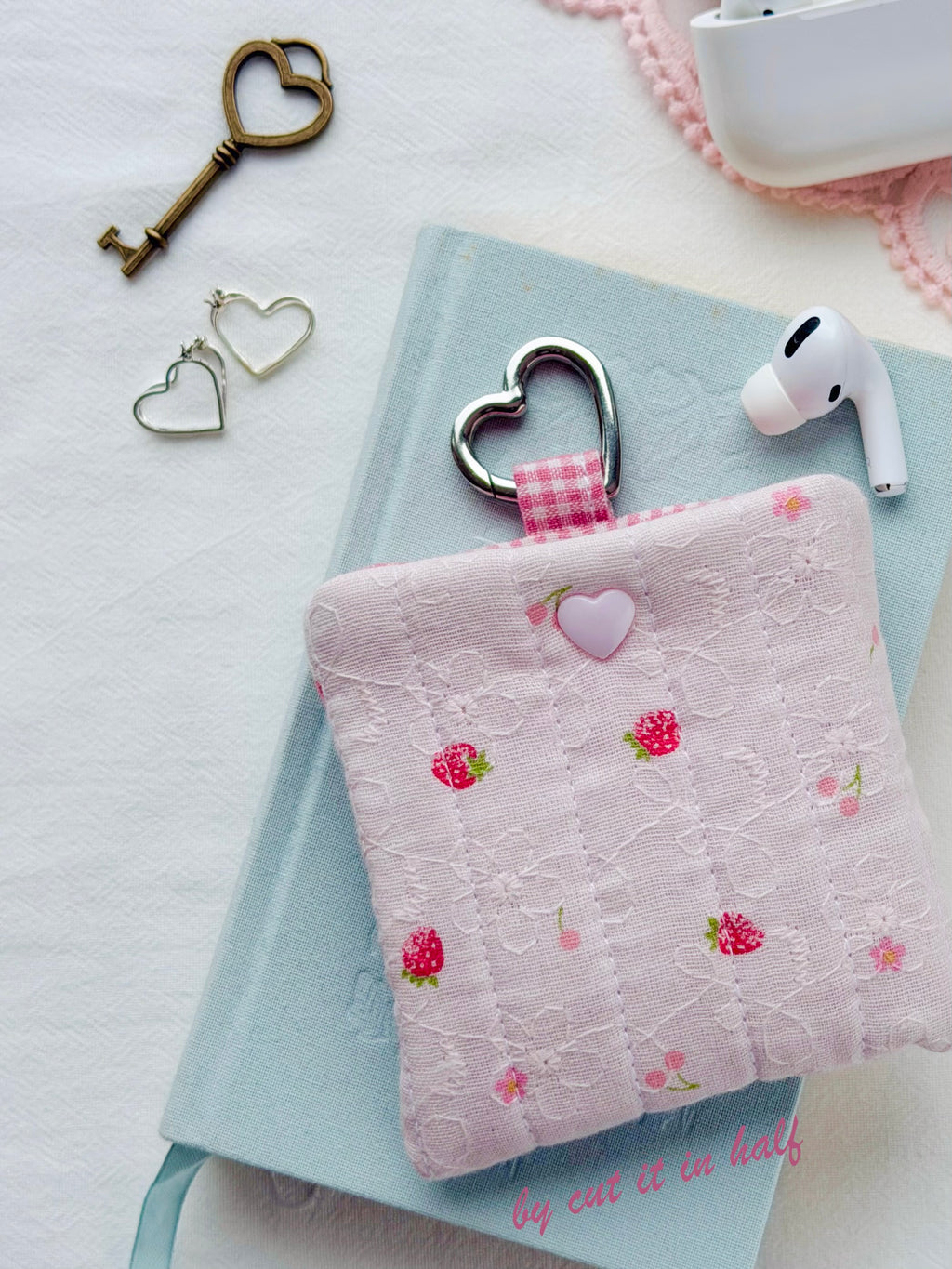 Strawberry Quilted AirPods Pouch