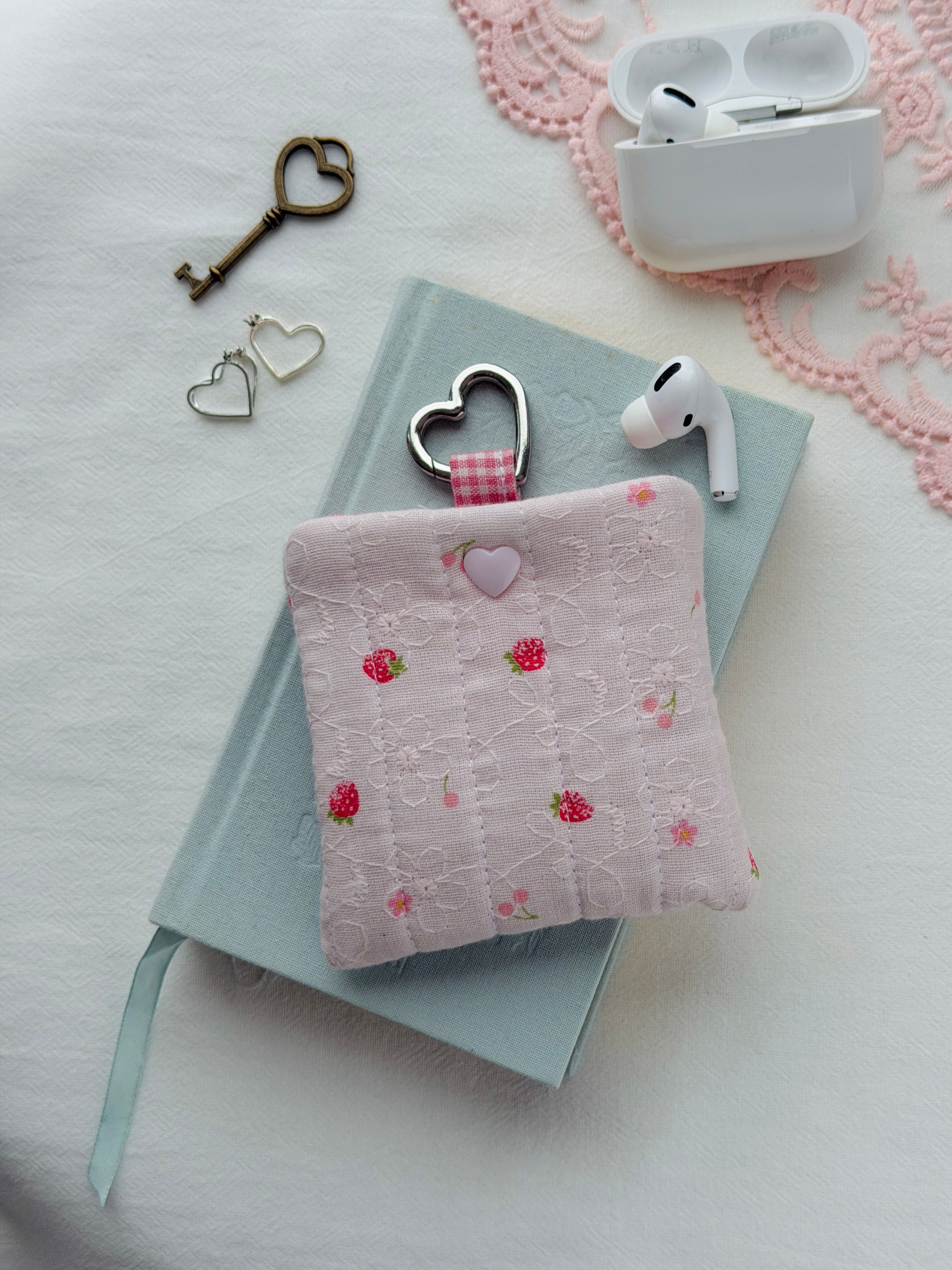 Strawberry Quilted AirPods Pouch