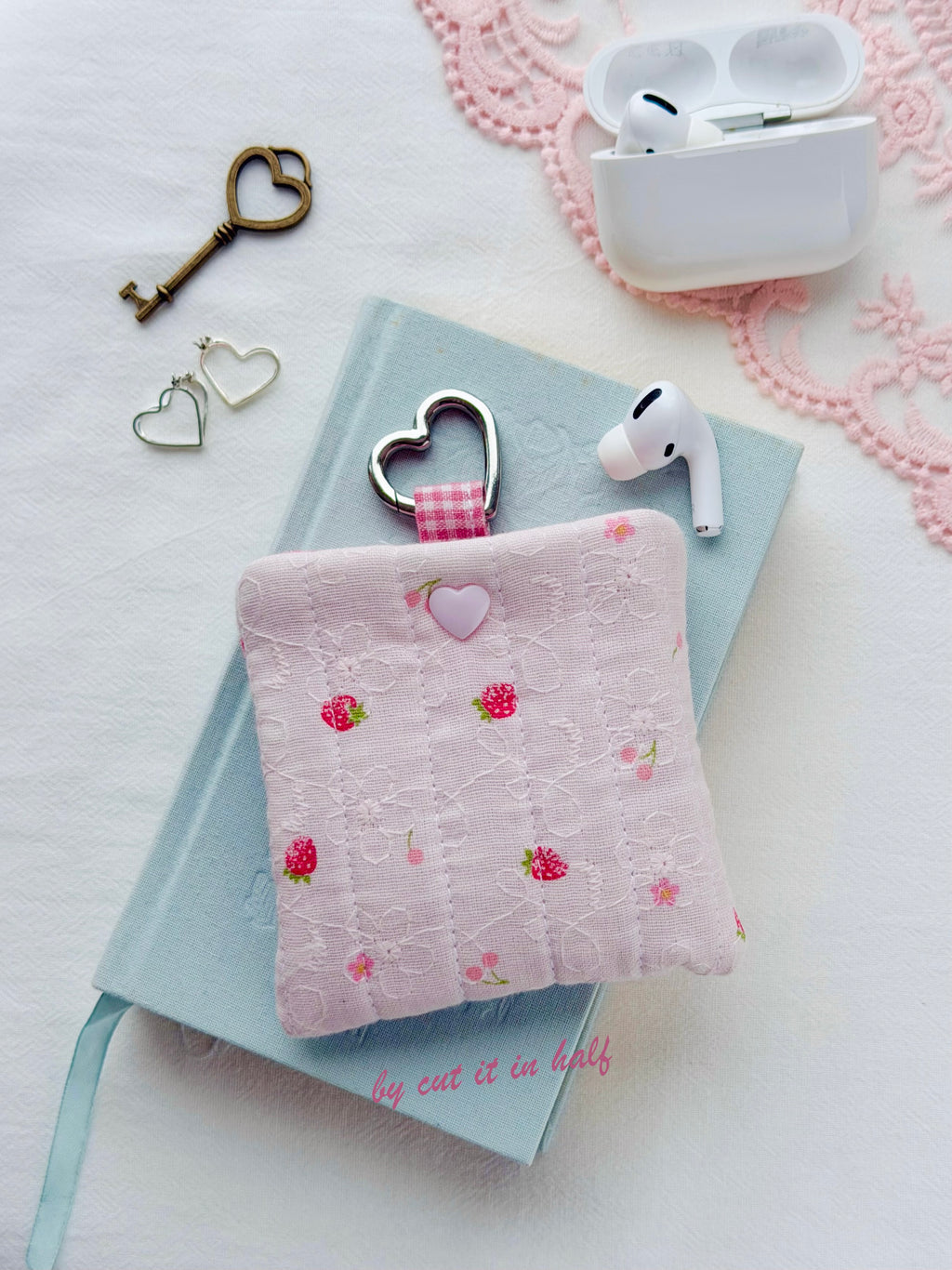 Strawberry Quilted AirPods Pouch