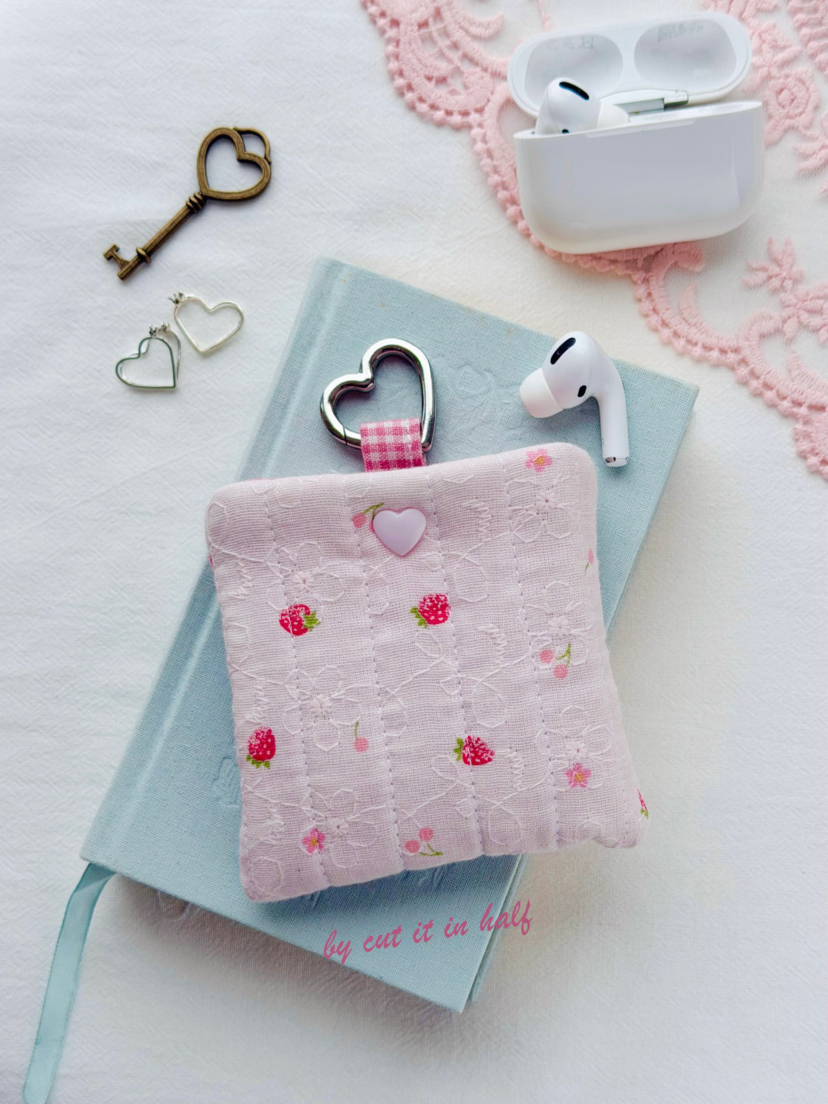 Strawberry Quilted AirPods Pouch