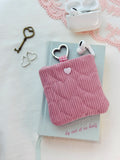Dusty Pink Quilted Hearts AirPods Pouch