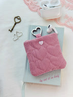 Dusty Pink Quilted Hearts AirPods Pouch