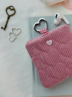 Dusty Pink Quilted Hearts AirPods Pouch
