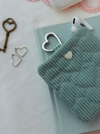 Sage Green Quilted Hearts AirPods Pouch