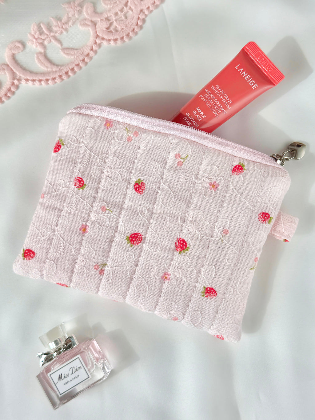 Strawberry Quilted Everyday Pouch