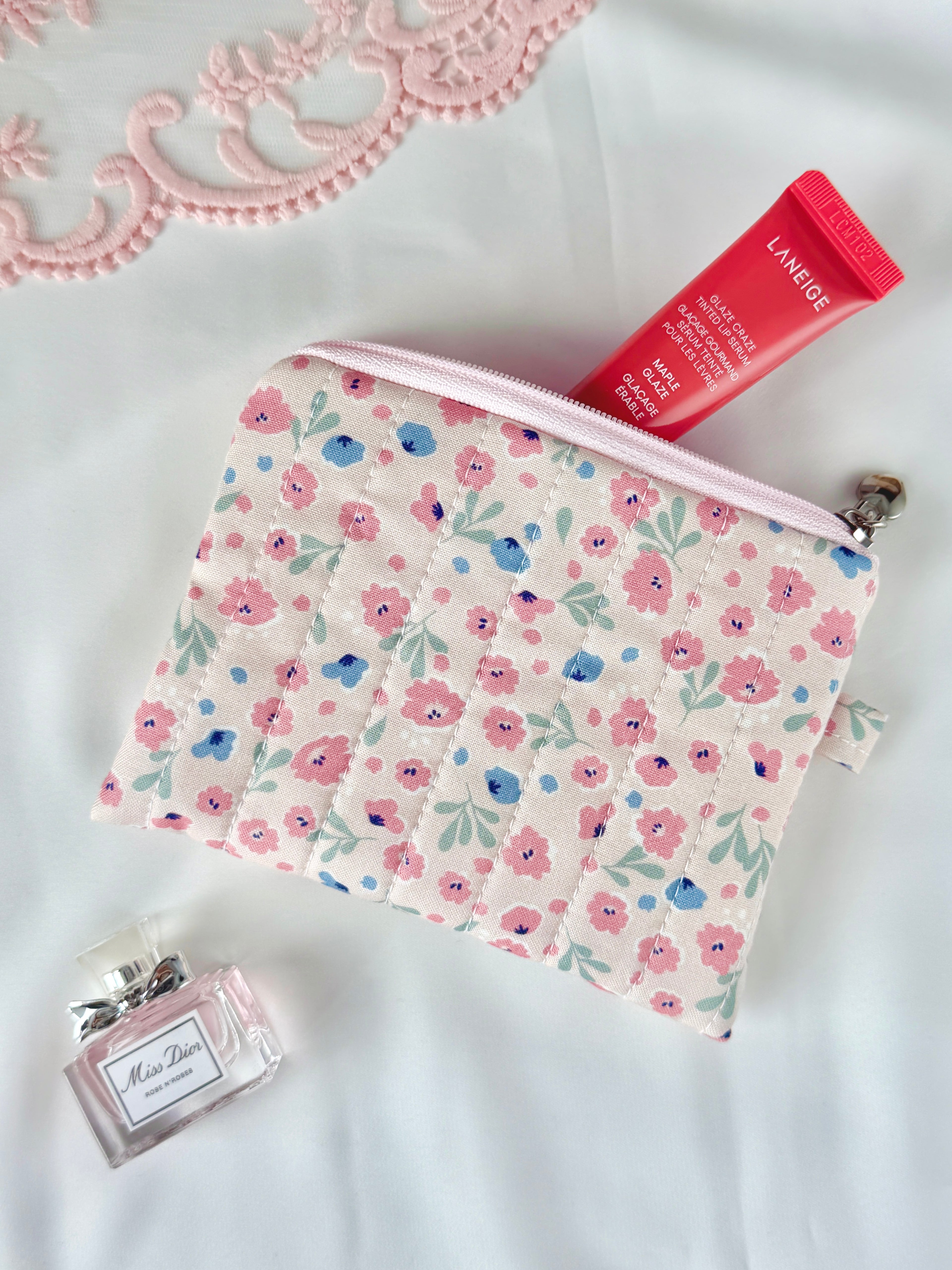 Pink Meadow Quilted Everyday Pouch