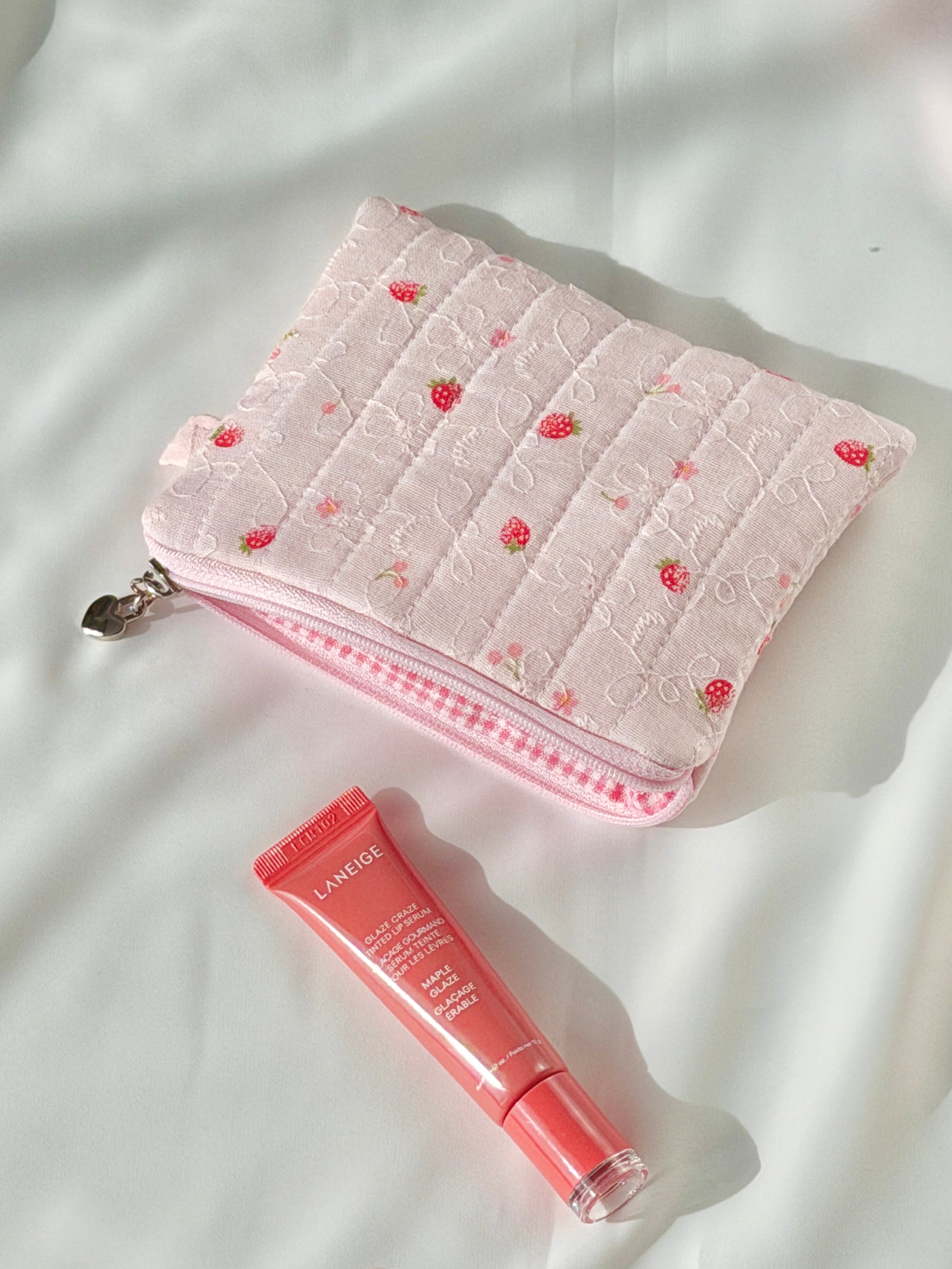Strawberry Quilted Everyday Pouch