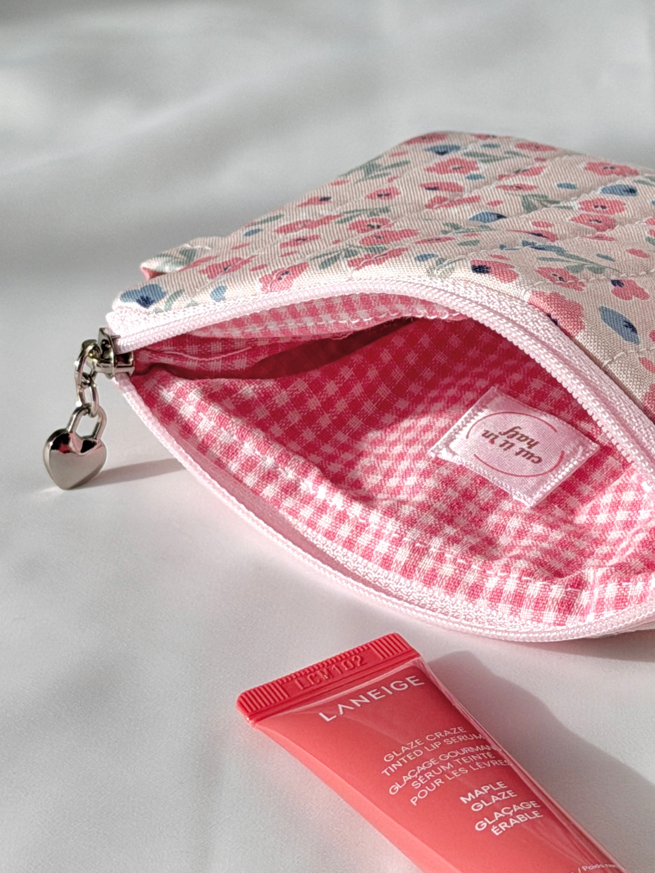 Pink Meadow Quilted Everyday Pouch
