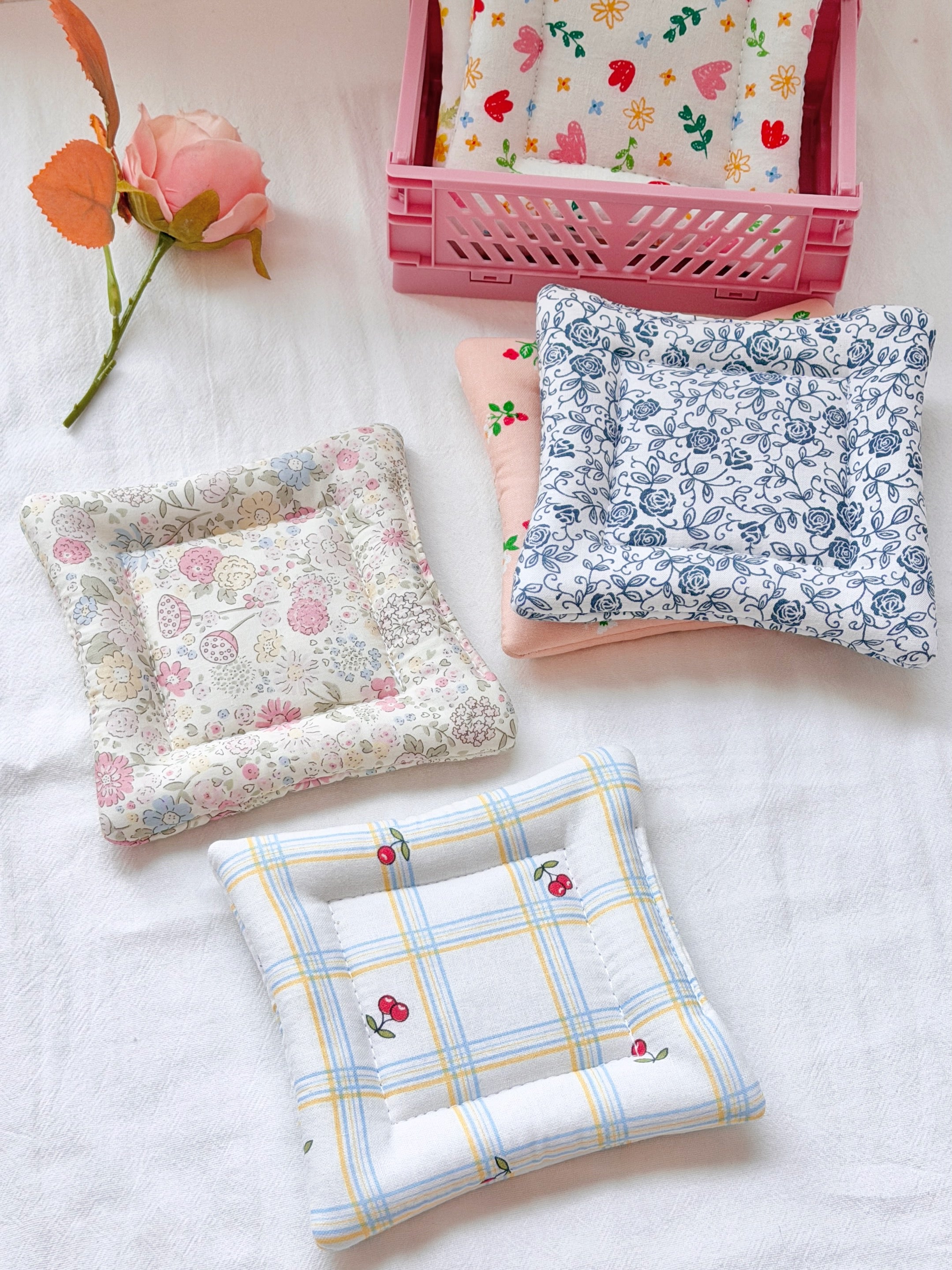 Cherry Plaid Pillow Coaster