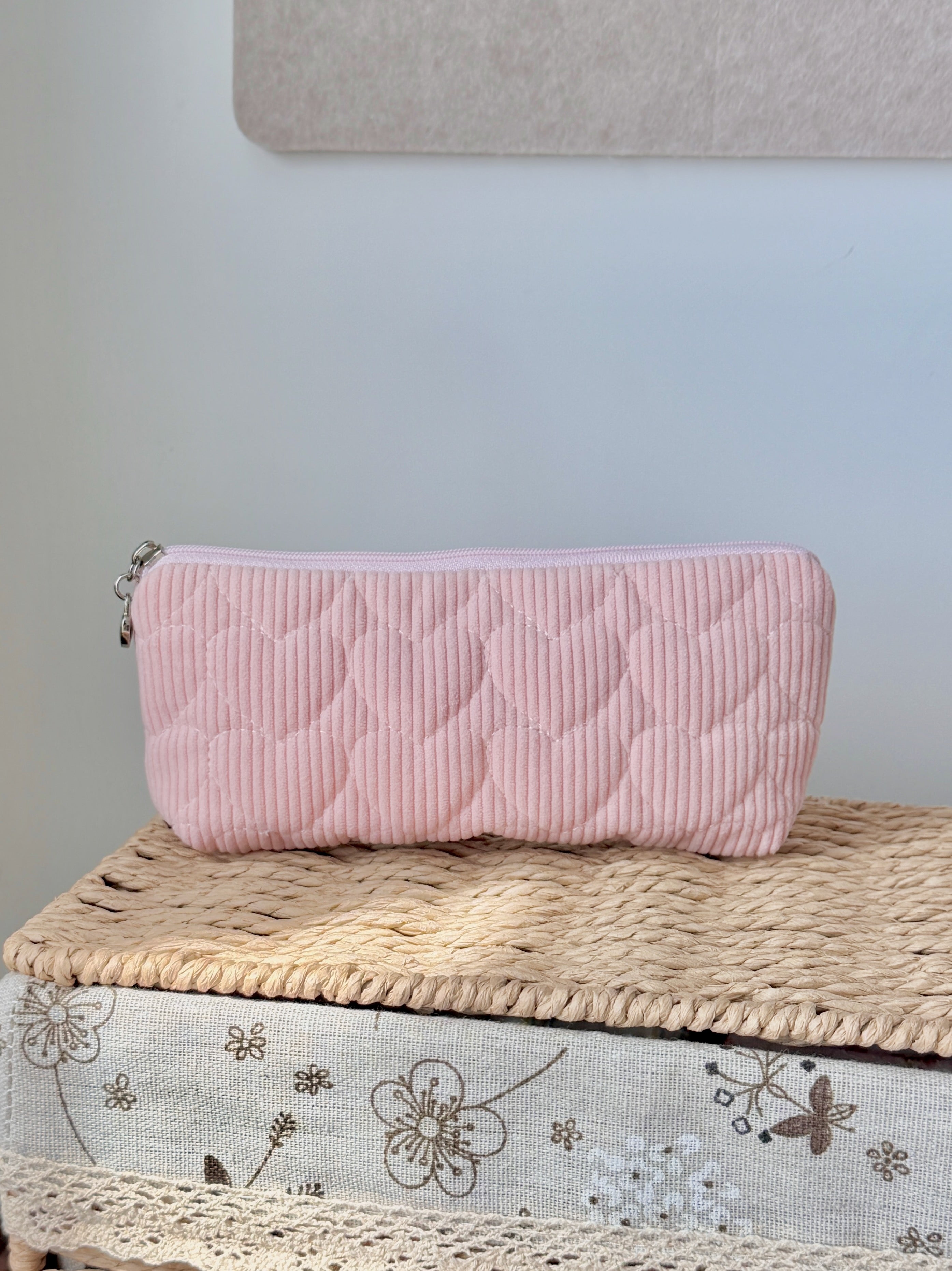 Blush Pink Corduroy Sunglasses Zipper Pouch