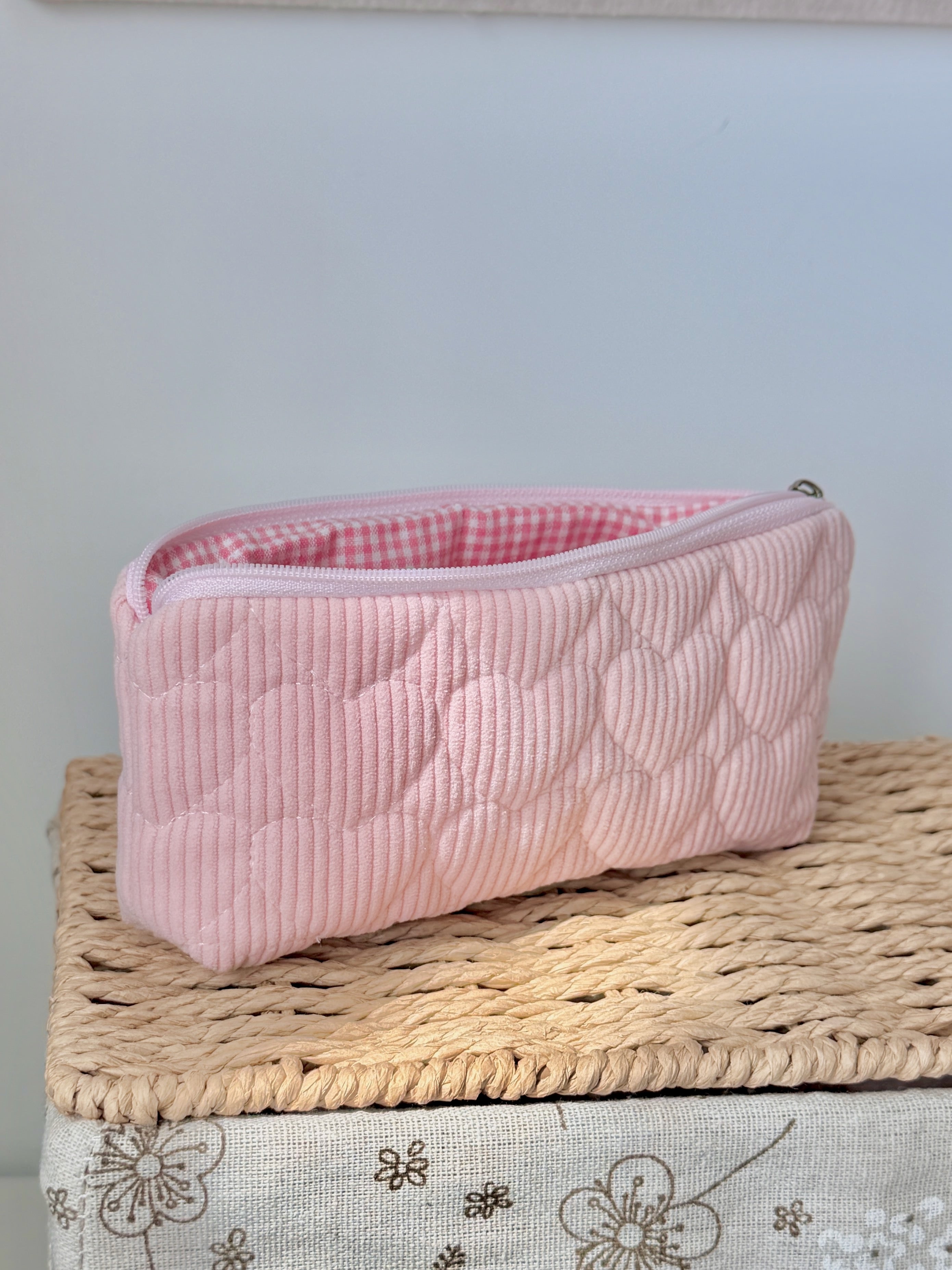 Blush Pink Corduroy Sunglasses Zipper Pouch