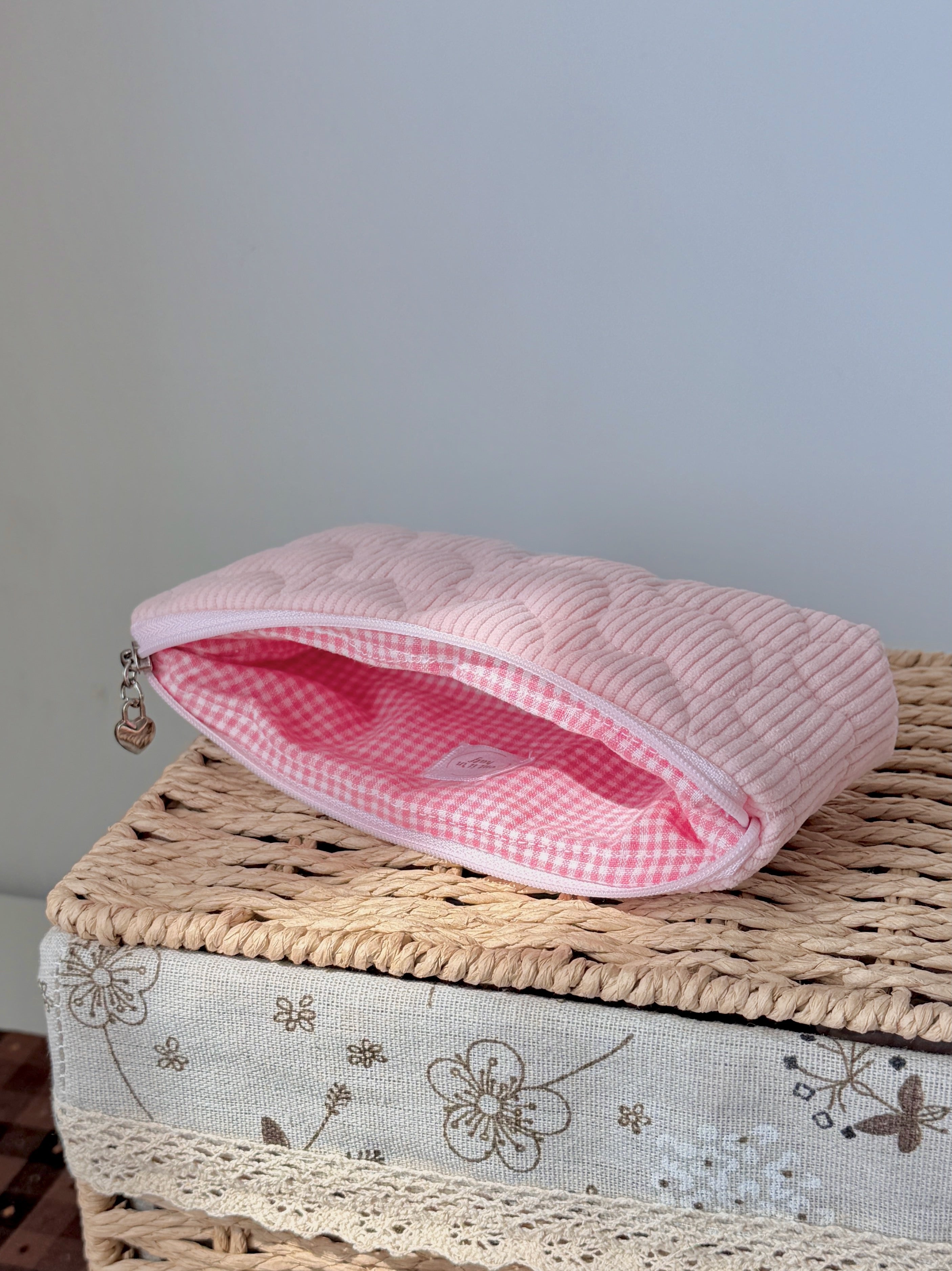 Blush Pink Corduroy Sunglasses Zipper Pouch